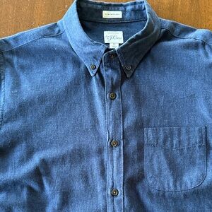 J. Crew Brushed Twill Navy Blue Casual Button Down Shirt